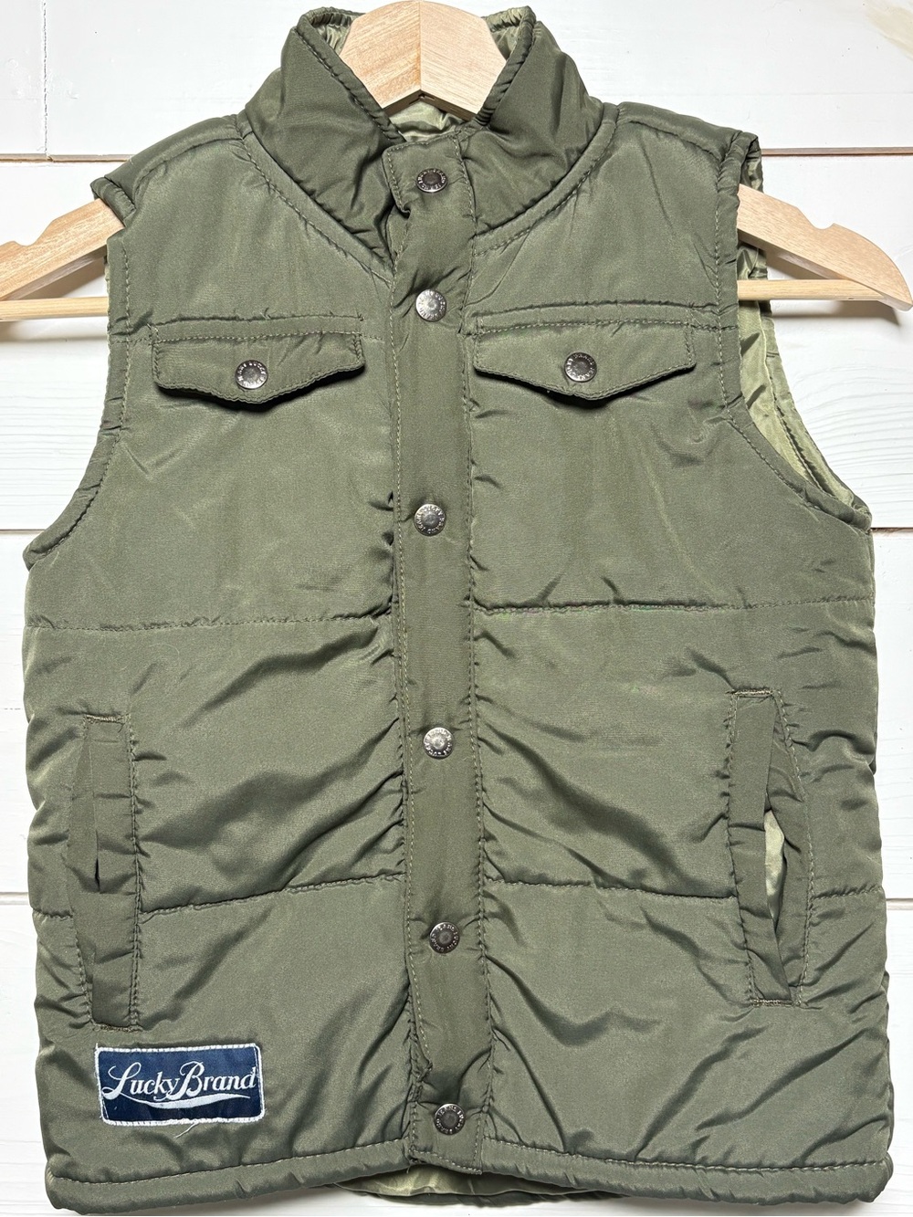 Lucky Brand Olive Green Quilted Kids Vest